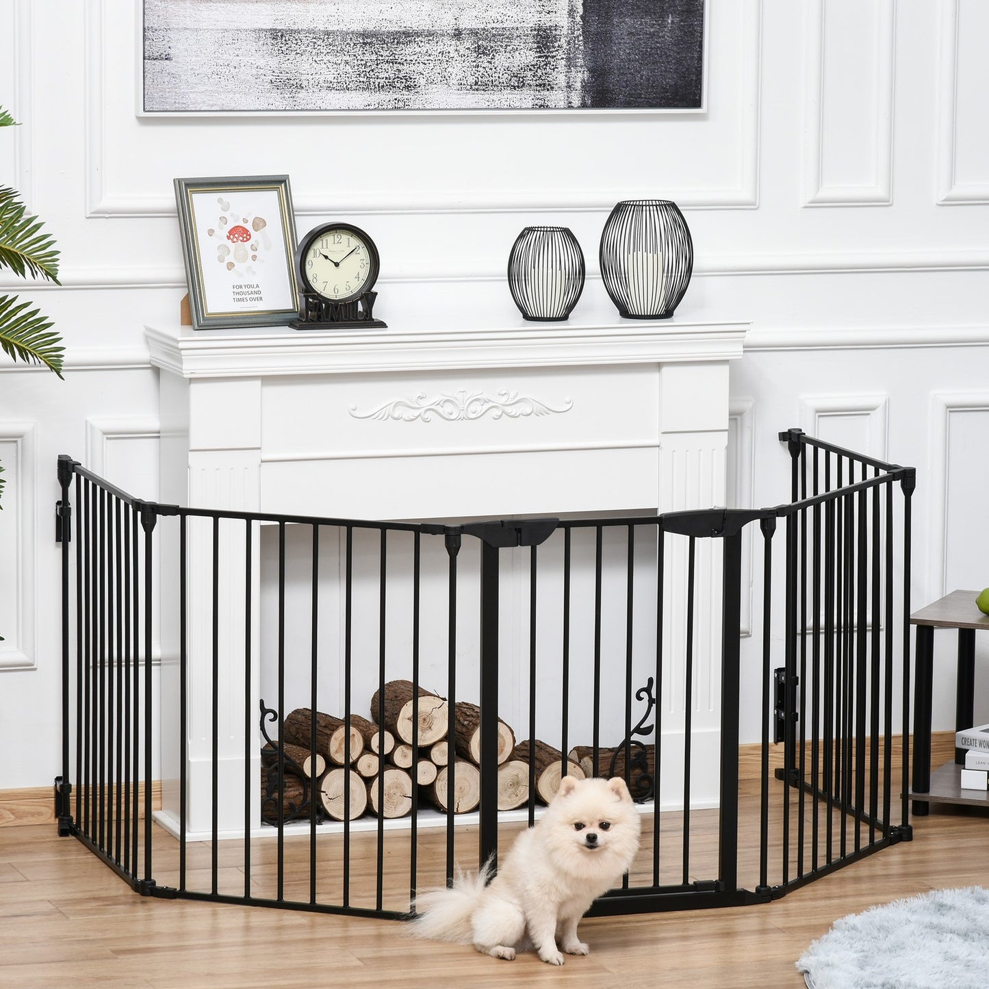 Pawhut 2 in 1 Welpenauslauf 5-TLG Klappbar Absperrgitter Hund Mit Tür, Metall