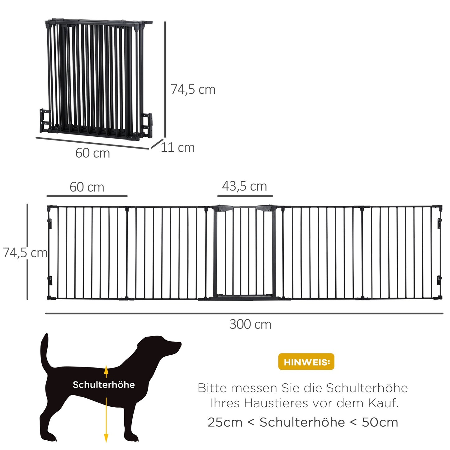 Pawhut 2 in 1 Welpenauslauf 5-TLG Klappbar Absperrgitter Hund Mit Tür, Metall