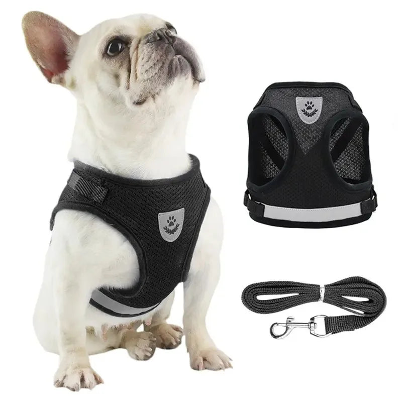 Dog Harness Lead Leash Set Adjustable Reflective Escape Proof Pet Mesh Vest Harness Puppy Dog Collar Small Dog Cat Pet Supplies