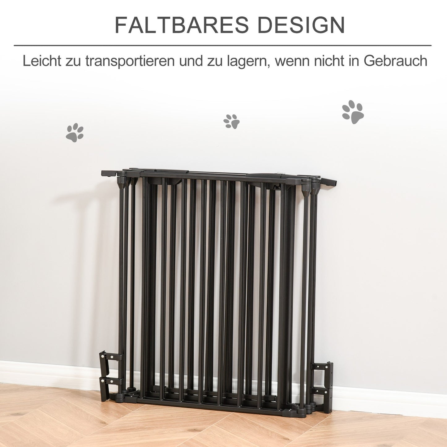 Pawhut 2 in 1 Welpenauslauf 5-TLG Klappbar Absperrgitter Hund Mit Tür, Metall