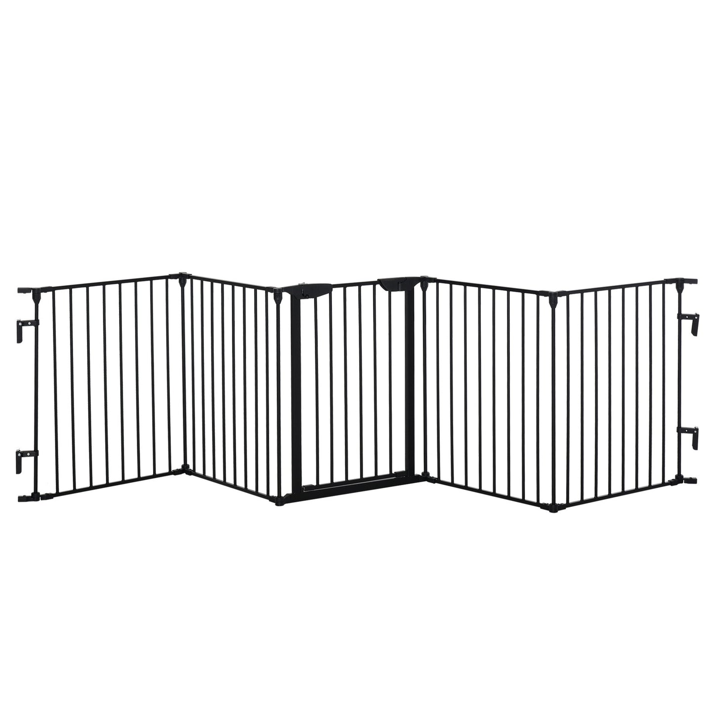 Pawhut 2 in 1 Welpenauslauf 5-TLG Klappbar Absperrgitter Hund Mit Tür, Metall