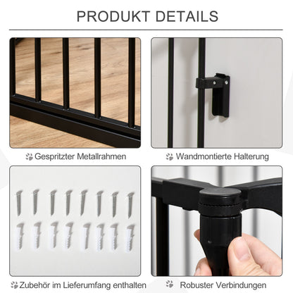 Pawhut 2 in 1 Welpenauslauf 5-TLG Klappbar Absperrgitter Hund Mit Tür, Metall