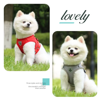 Dog Harness Lead Leash Set Adjustable Reflective Escape Proof Pet Mesh Vest Harness Puppy Dog Collar Small Dog Cat Pet Supplies